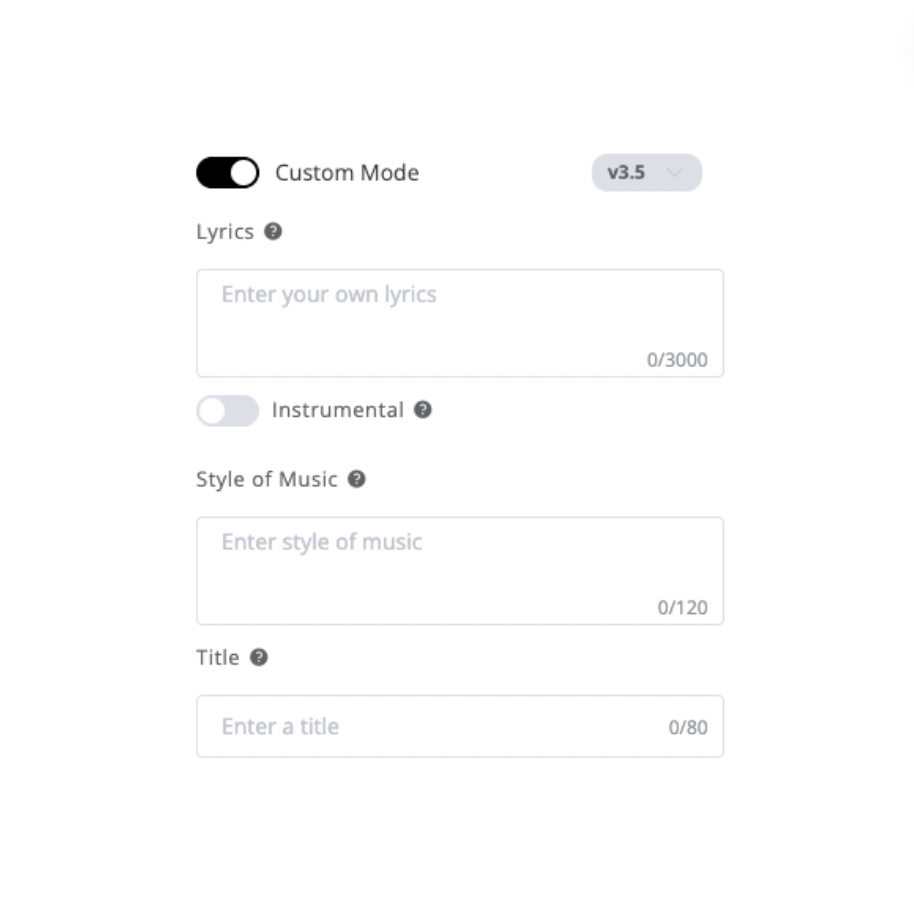 Langkah 1: Masukkan Deskripsi atau Lirik Lagu